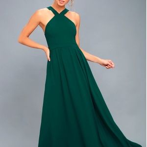 Lulu's Air of Romance Forest Green Maxi Dress